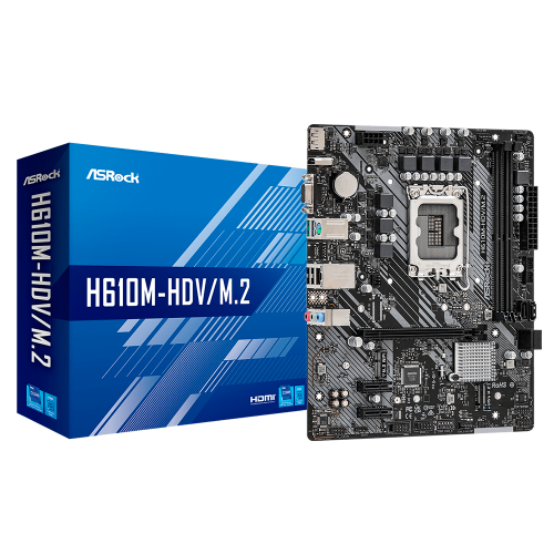 Tarjeta Madre ASRock Micro-ATX H610M-HDV/M.2, Socket LGA1700, Intel H610, HDMI, Up To 64GB DDR4, ASROCK H610M-HDV/M.2