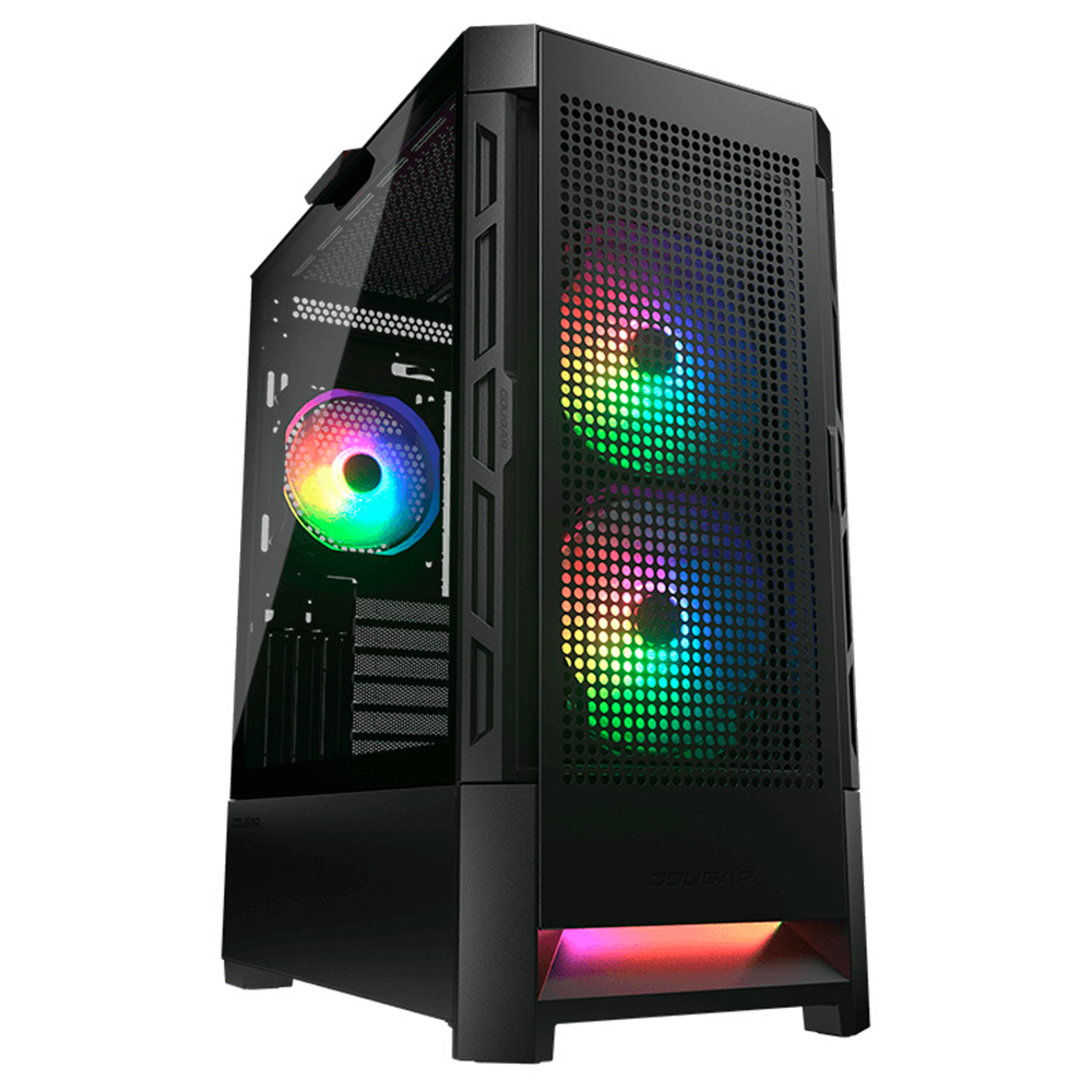 Gabinete Cougar Airface, RGB, Cristal Templado, Midi-Tower, Mini-ITX/Micro-ATX/ATX, USB 3.0/2.0, Sin Fuente, 3 Ventiladores ARGB Instalados, Negro, 385ZD10.0004
