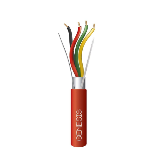 GENESIS 4607-1004 Carrete de 305 Metros de Alambre, 4 x 16 AWG, BLINDADO, Plenum, Tipo FPLP, Color Rojo, Para Aplicaciones en Sistemas de Detección de Incendio y Sistemas de Evacuación
