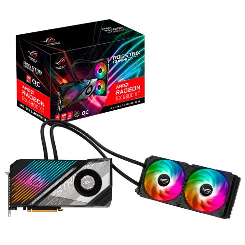 Tarjeta de video Radeon RX 6800 XT 16GB GDDR6, Asus ROG STRIX LC, HDMI, DP, USB-C, PCI-e 4.0, Nuevo Chip RDNA 2, ROG-STRIX-LC-RX6800XT-O16G-GAMING, 3 AÑOS DE GARANTIA NACIONAL