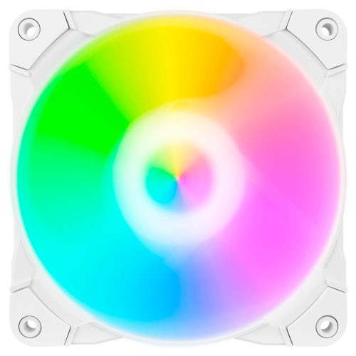 Ventilador Munfrost Sunflower ARGB Blanco, Compatible con Aura Sync etc., 6 pin - Directo a Controlador, Anti-Vibraciones, MFB, OFFMUNFROST