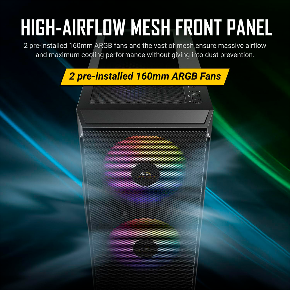 Gabinete Antec NX416L, Midi-Tower, ATX/Micro-ATX/Mini-ITX, Panel Frontal de Malla de Alto Flujo de Aire, Tipo C, Cristal Templado, Negro, NX416 L - Image 2