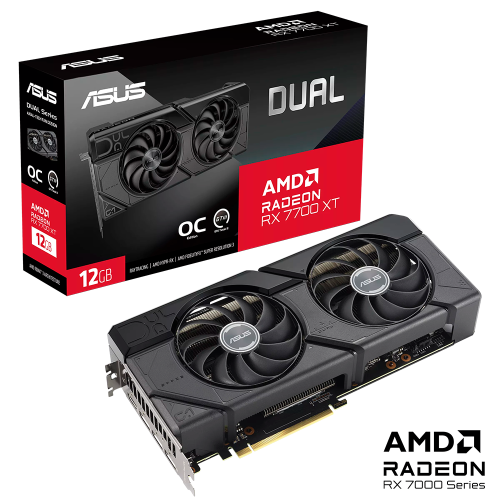 Tarjeta de Video Asus AMD Radeon DUAL-RX7700XT-O12G, Hasta 2599 MHz Boost Clock, Tecnología Auto-Extreme, Placa Posterior Protectora, DUAL-RX7700XT-O12G