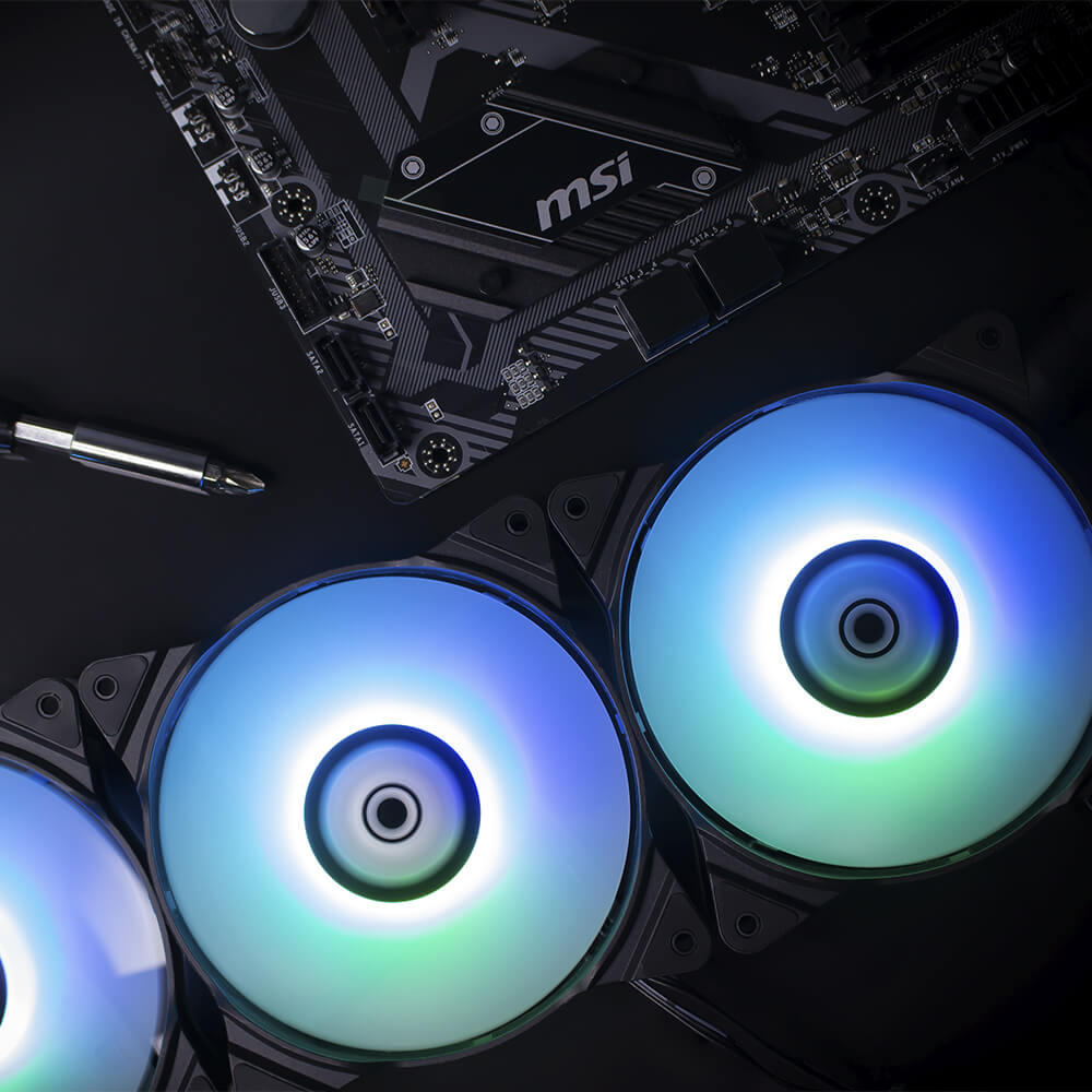 Ventilador Munfrost Solar Wind RGB 120mm, Compatible con Aura Sync etc., ARGB 5v 3pin, 3 pin - molex, anti-vibraciones - Image 4