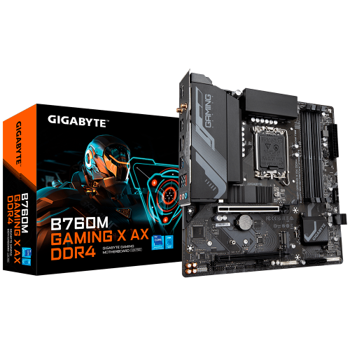 Tarjeta Madre Gigabyte B760M GAMING X AX DDR4, B760, LGA 1700, DDR4, Up to 128GB, USB 3.2, Micro-ATX, PCIE4.0x16, B760M GAMING X AX DDR4