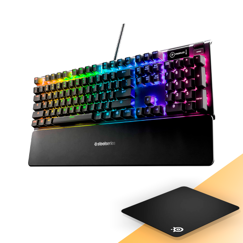Teclado Gamer SteelSeries Apex 5, Iluminación RGB, Pantalla Inteligente OLED, US, 64532/ SS%OFF, INCLUYE MOUSEPAD STEELSERIES DE REGALO, NAVSTEEL