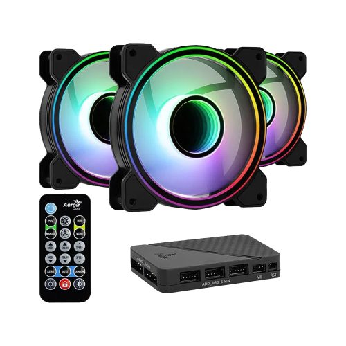 Kit de Ventiladores Aerocool MIRAGE 12 ARGB PRO, 120mmx3, ARGB, Conector 12V ARGB, Controlador + Control incluido