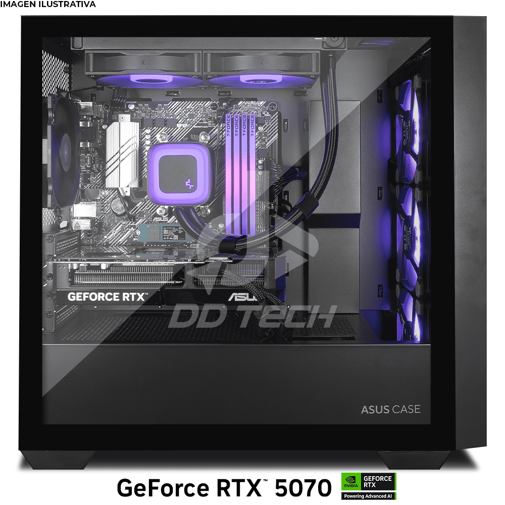 Computadora PRIDE GAMING PBA AGRA V3, Ryzen 7 5700x, Nvidia GeForce RTX 5070, 32GB 3200MHZ, SSD M.2 1TB, ENF LIQUIDO 240MM, 850W 80+ GOLD, INCLUYE WIFI Y BT - Image 3