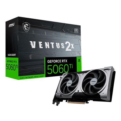 Tarjeta de Video MSI NVIDIA GeForce RTX 5060 Ti VENTUS 2X OC PLUS Edition, 16GB, 128-bit GDDR7, PCI Express Gen 5, RTX 5060 Ti 16G VENTUS 2X OC PLUS