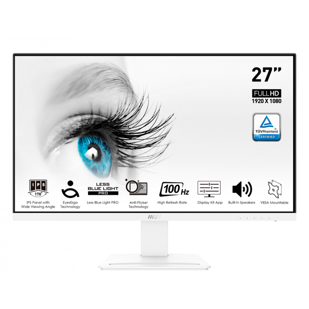 Monitor MSI PRO MP273AW, LED 27, Full HD, 100Hz, HDMI, Bocinas Integradas (2x 3W), Blanco, MP273AW/ NAVIDAD