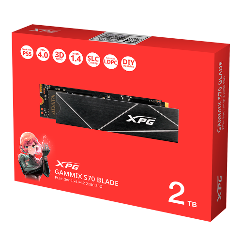 Unidad de estado Solido SSD M.2 Nvme 2TB ADATA XPG Gammix S70 BLADE, Lectura 7400MB/s Escritura 6800MB/s, AGAMMIXS70B-2T-CS /MAX. 1 X CLIENTE