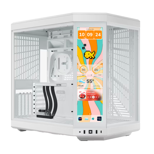 Gabinete HYTE Y70 Touch Infinite, ATX Mid Tower, Doble Cámara, Con Pantalla Táctil LCD de 2.5K integrada, Blanco, CS-HYTE-Y70TTI-WW