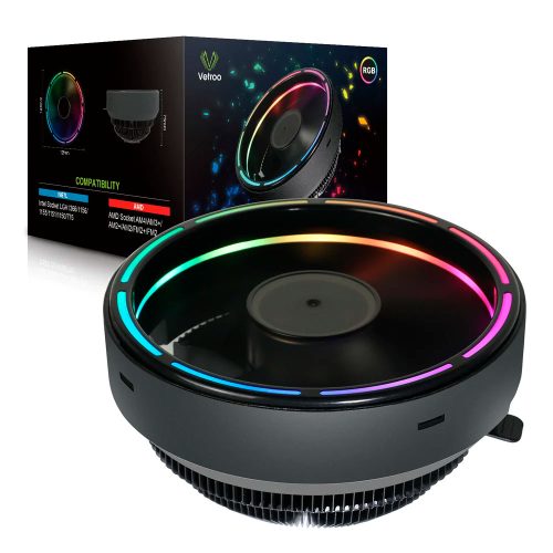 Disipador Low Profile para CPU Disipador y Ventilador para Procesador Vetroo Drakstorm RGB - 120mm X1 Intel y AMD, VT-CPU-RGB-M2 /