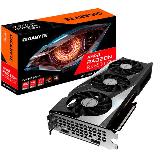 Tarjeta de video Radeon RX 6500 XT 4GB GDDR6, Gigabyte Gaming OC, HDMI, DP/ PCI-e 4.0, RDNA 2, GV-R65XTGAMINGOC4, 3 AÑOS DE GARANTIA NACIONAL