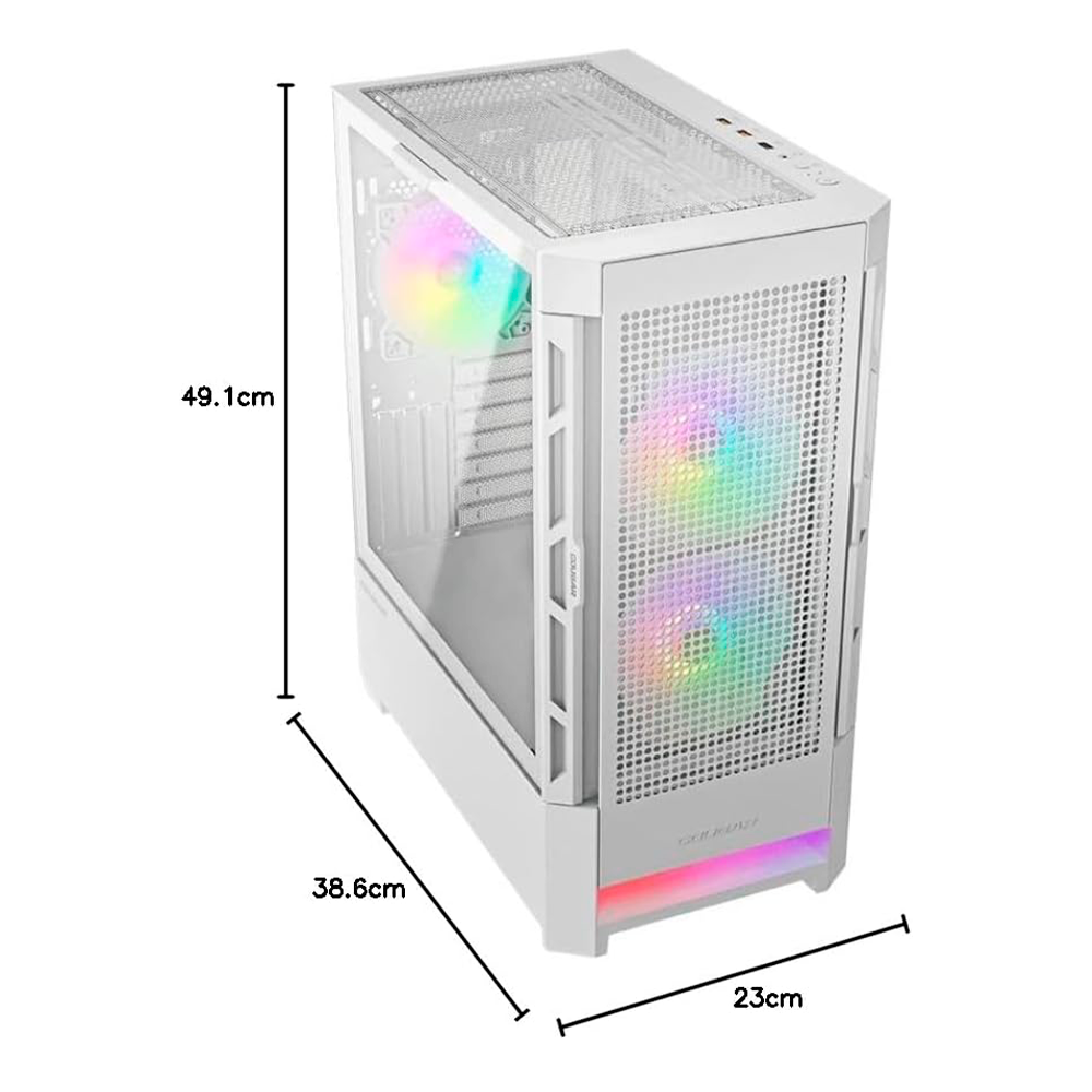 Gabinete Cougar Airface, RGB, Cristal Templado, Midi-Tower, Mini-ITX/Micro-ATX/ATX, USB 3.0/2.0, Sin Fuente, 3 Ventiladores ARGB Instalados, Blanco, 385ZD10.0005 - Image 4
