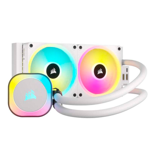 Enfriamiento Líquido Corsair H100i iCue Link RGB AIO 240, 2x120mm, White, 480-2400 RPM, CW-9061005-WW/ NAVIDAD