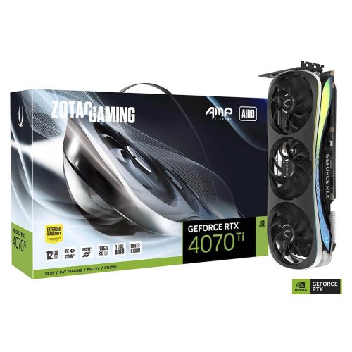 Tarjeta de VIdeo ZOTAC Gaming Nvidia GeForce RTX 4070 Ti AMP Extreme AIRO, 12GB GDDR6X 192-bit, PCI-Express 4.0 x16, ZT-D40710B-10P, 2 AÑOS DE GARANTIA NACIONAL