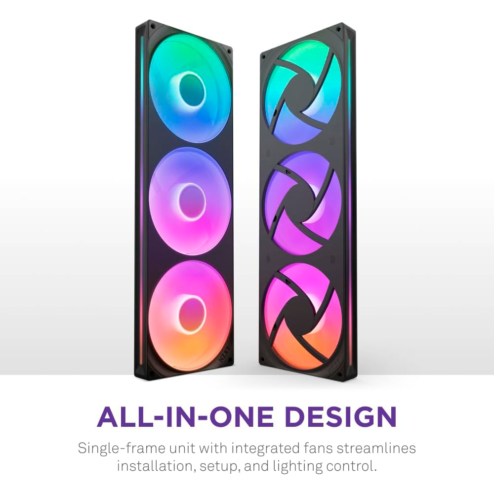 Unidad de Ventilador Monocasco NZXT F420 RGB Core, De un Solo Marco, 420mm, 3 Ventiladores RGB de 140mm, Control de Velocidad e Iluminación, Alta presión Estática y Flujo de Aire, RF-U42HF-B1/ NAVIDAD - Image 2