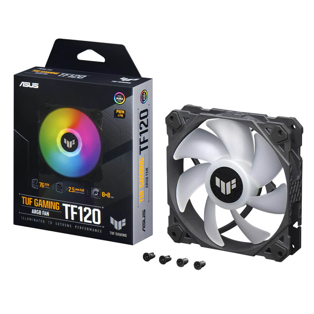 Ventilador Asus TUF TF120 ARGB, 3pin, Customizable, Advanced Fluid Dynamic Bearing, 120mm PWM Control, Anti-vibration Pads, Double-layer, TF120A1R, PRE-FIN - Image 7