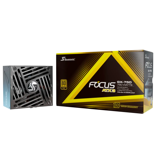 Fuente de Poder Seasonic Focus GX-750 (ATX3), 750W 80+ Gold, Completamente modular, Bajo ruido, Condensador japonés premium, Black, FOCUS GX-750