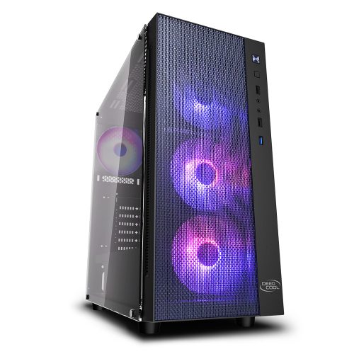 Gabinete Deepcool Matrexx 55 Mesh ADD-RGB 4F Negro, 4 Venitladores RGB, Aura Sync, Cristal Templado, E-ATX - DP-ATX-MATREXX55-MESH-AR-4F