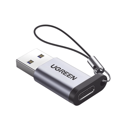 UGREEN 50533 Adaptador USB 3.0 Macho a USB-C 3.1 Tipo C Hembra |Carga y Sincronización de Datos | Admite Corriente de 3A | Transferencia de hasta 5 Gbps | Amplia Compatibilidad | Chip VL160 | Caja de Aluminio | Color Gris