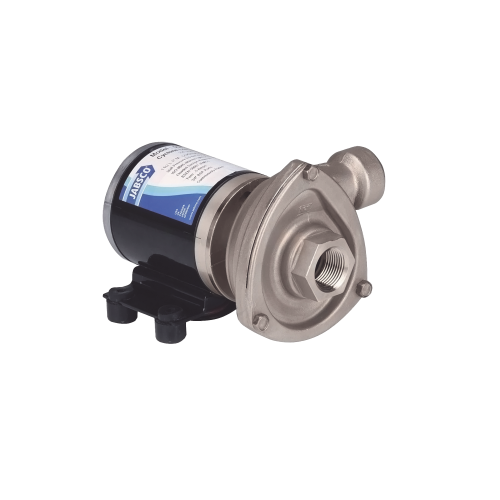 JABSCO 50840-0012 Bomba centrifuga Cyclone de baja presión a 12 Vcd, caudal de hasta 29 GPM, presión máxima de 8.7 psi, en acero inoxidable.
