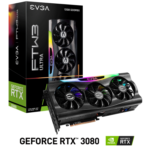 Tarjeta de Video Nvidia GeForce RTX 3080 12GB, EVGA FTW3, 12G-P5-4877-KL, 3 AÑOS DE GARANTIA