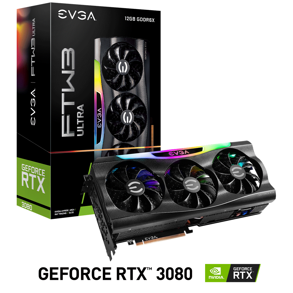 Tarjeta de Video Nvidia GeForce RTX 3080 12GB, EVGA FTW3, 12G-P5-4877-KL, 3 AÑOS DE GARANTIA