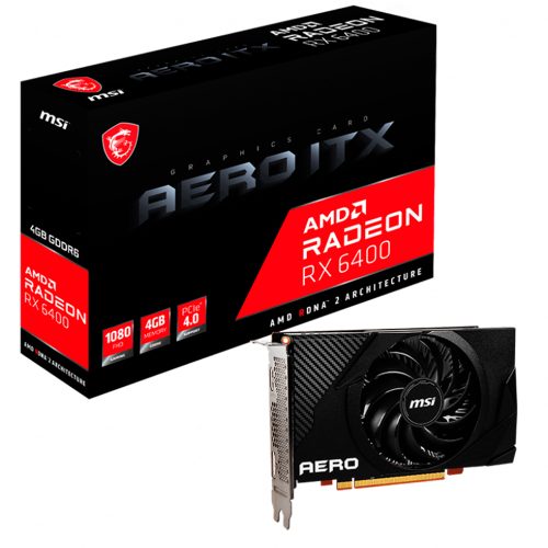 Tarjeta de video Radeon RX 6400 4GB GDDR6, MSI AERO ITX, HDMI, DP/ PCI-e 4.0, Nuevo Chip RDNA 2, RX 6400 AERO ITX 4G, 912-V508-006 /3 AÑOS DE GARANTIA NACIONAL