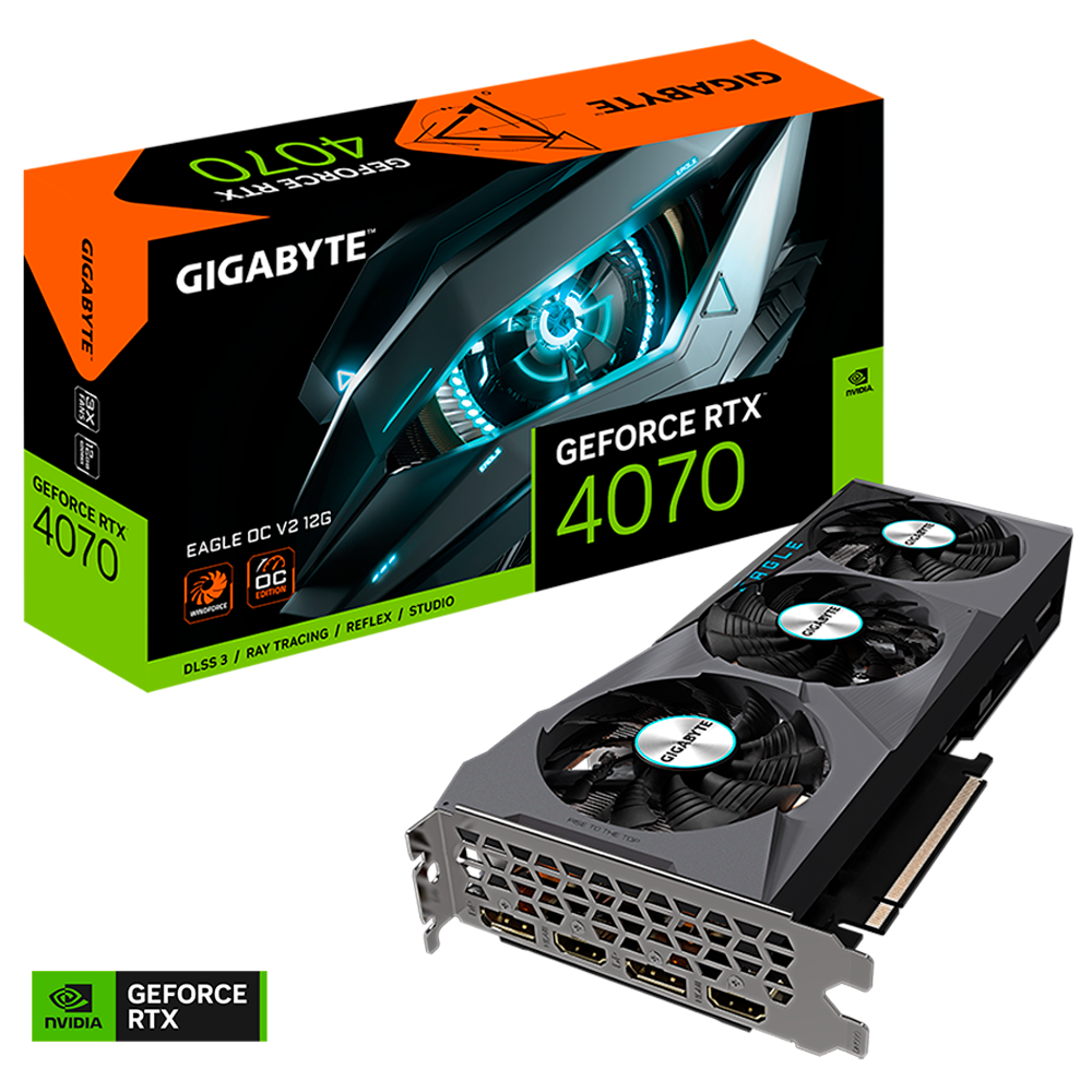 Tarjeta de Video Gigabyte NVIDIA GeForce RTX 4070 EAGLE OC, 12GB, 192-bit GDDR6X, PCI Express 4.0, GV-N4070EAGLE OCV2-12GD