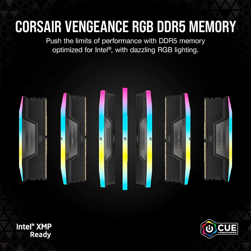 Memoria RAM Corsair Vengeance RGB, 32GB (2x16GB), DDR5, 6400MHz, CL36, iCUE, Negro, CMH32GX5M2B6400C36 /MAX. 1 X CLIENTE - Image 2