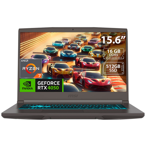 Laptop Gamer MSI THIN A15 B7VE, AMD Ryzen 7 7735HS, NVIDIA GeForce RTX 4050, 15.6, 1920x1080 Full HD, 16GB, 512GB SSD, Windows 11 Home, Inglés, THIN A15 B7VE-214US