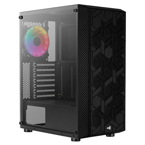 Gabinete Aerocool Hive RGB, Negro, Cristal Templado, ATX, USB 3.0, HD Audio, Incluye 1 ventilador 120mm RGB, HIVE-G-BK-V3