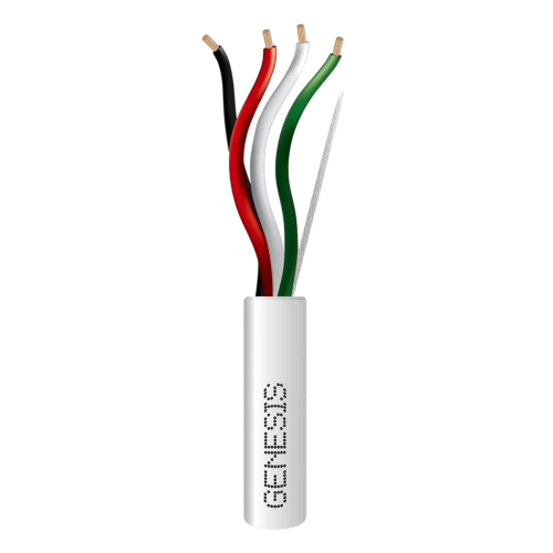 GENESIS 5474-5501 Bobina de 152 Metros de Cable, 4 x 16 AWG, Cable AUDACIOUS, Riser, Libre de Oxígeno, Color Blanco, Aplicaciones de Alarmas de Intrusión y Automatización