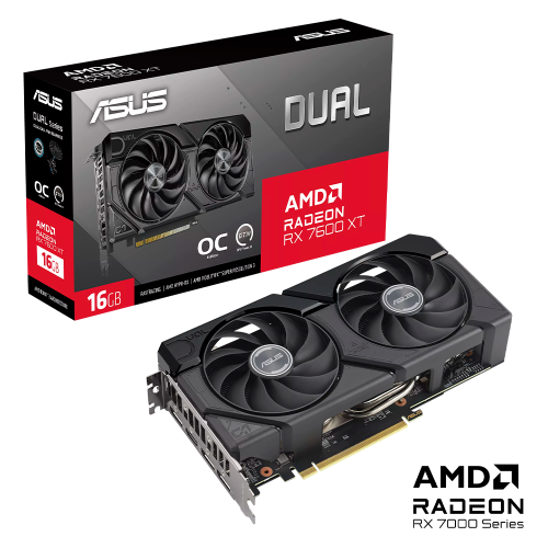 Tarjeta de Video ASUS DUAL RX 7600 XT 16GB OC, 16GB GDDR6 OC, OpenGL®4.6, DUAL-RX7600XT-O16G