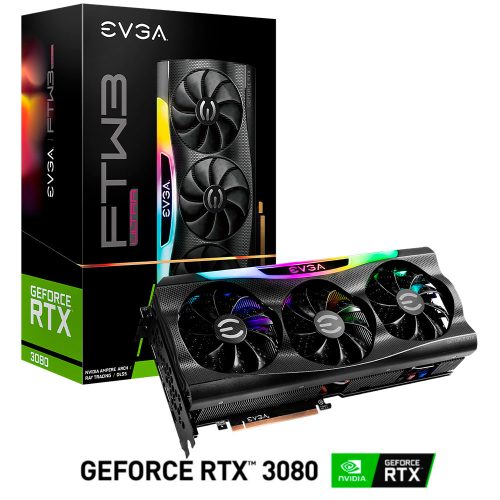 Tarjeta de Video Nvidia GeForce RTX 3080, EVGA FTW3 ULTRA GAMING LHR, 10G-P5-3897-KL, 3 AÑOS DE GARANTIA
