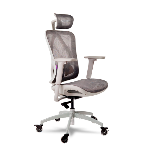 Silla Gamer Munfrost Nexus, Color Gris con Blanco, Reclinable /Con Soporte Lumbar, Hasta 180kg, Ruedas Tipo Patín, Pistón Clase 4