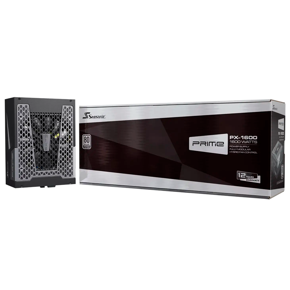 Fuente de Poder Seasonic Prime PX-1600, 1600W 80+ Platinum, ATX 3.1, Completamente modular, Bajo ruido, Condensador japonés premium, PRIME PX-1600