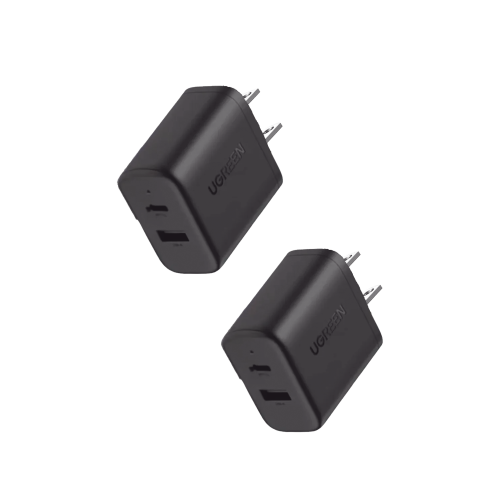 UGREEN 55372 Cargador rápido de 20 W y 2 puertos, paquete de 2, negro, EE. UU.