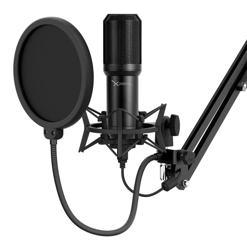 Kit de Micrófono Con Soporte XZEAL XZ-260, Negro, Condensador Omni-9765, Filtro AntiPop, XZKMC1B