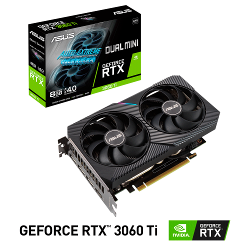 Tarjeta de Video Nvidia GeForce RTX 3060 TI, Asus DUAL MINI V2 LHR, DUAL-RTX3060TI-8G-MINI-V2, 3 AÑOS DE GARANTIA NACIONAL