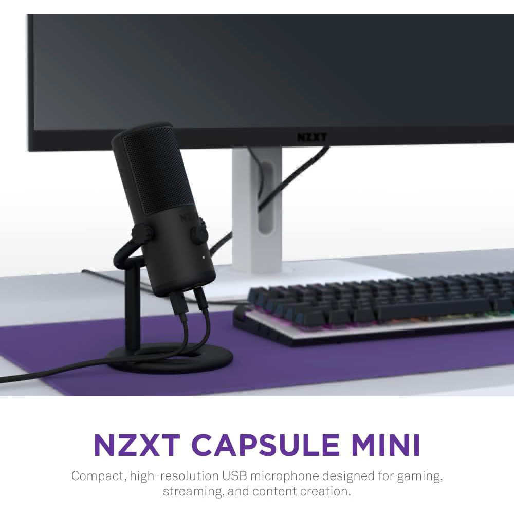 Micrófono NZXT Capsule Mini, USB Microphone, High Resolution, Cardioid Polar Pattern, Ideal para Streaming, Pop Filter, Adjustable Stand, Negro, AP-WMMIC-B1 - Image 2