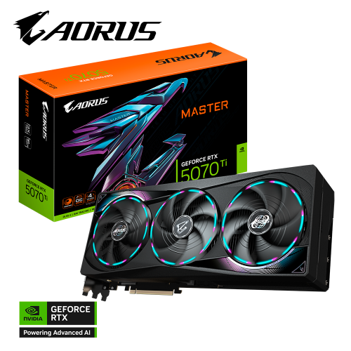 Tarjeta de Video GIGABYTE NVIDIA GeForce RTX 5070 Ti AORUS MASTER, 16GB, 256-bit GDDR7, PCI Express 5.0, GV-N507TAORUS M-16GD