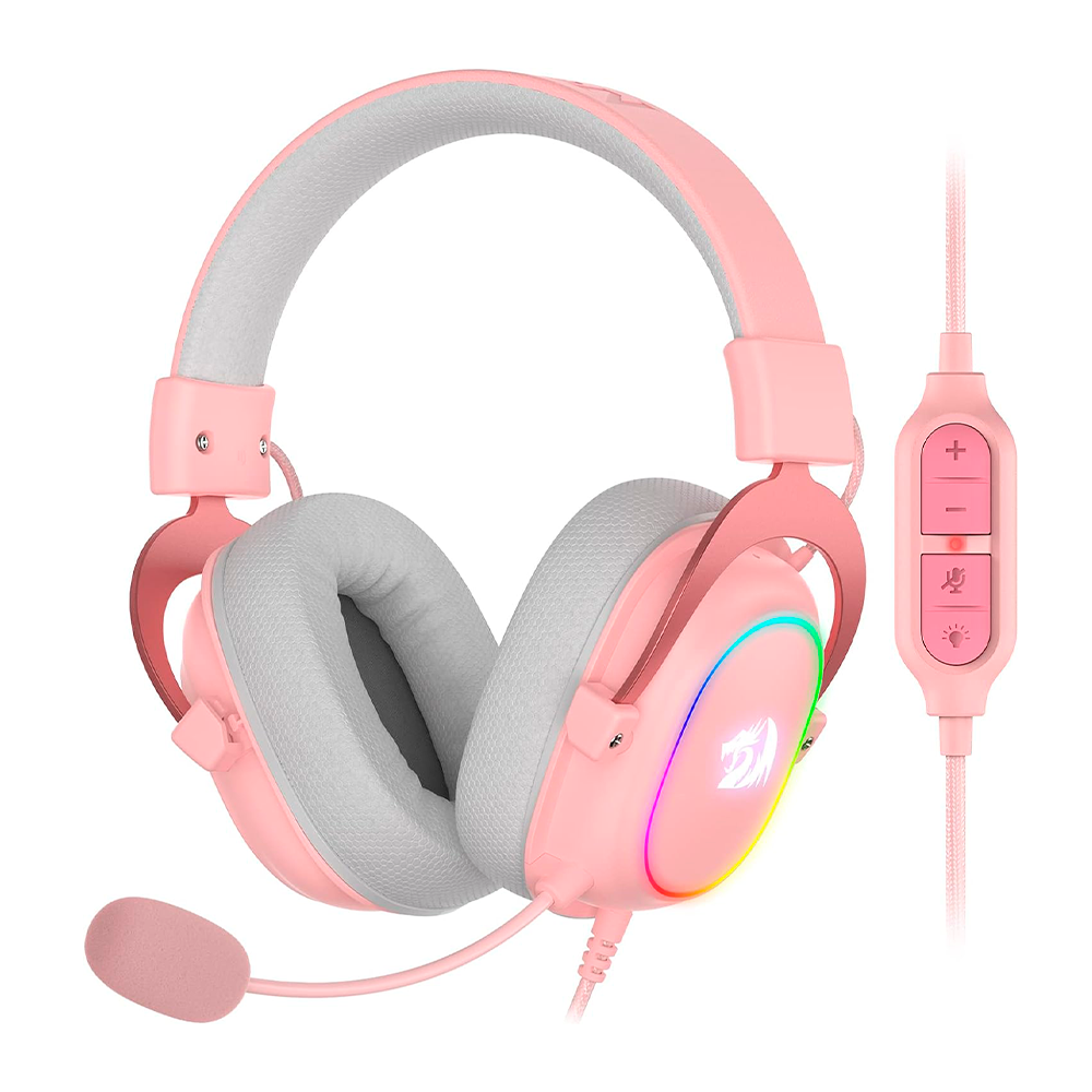 Diadema Gamer Redragon Zeus H510, USB, 3.5mm, 7.1 Virtual, H510-RGB, Pink, H510P-RGB