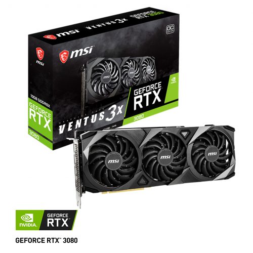 Tarjeta de Video Nvidia GeForce RTX 3080 10GB, MSI VENTUS 3X 10G OC, 3 AÑOS DE GARANTIA NACIONAL