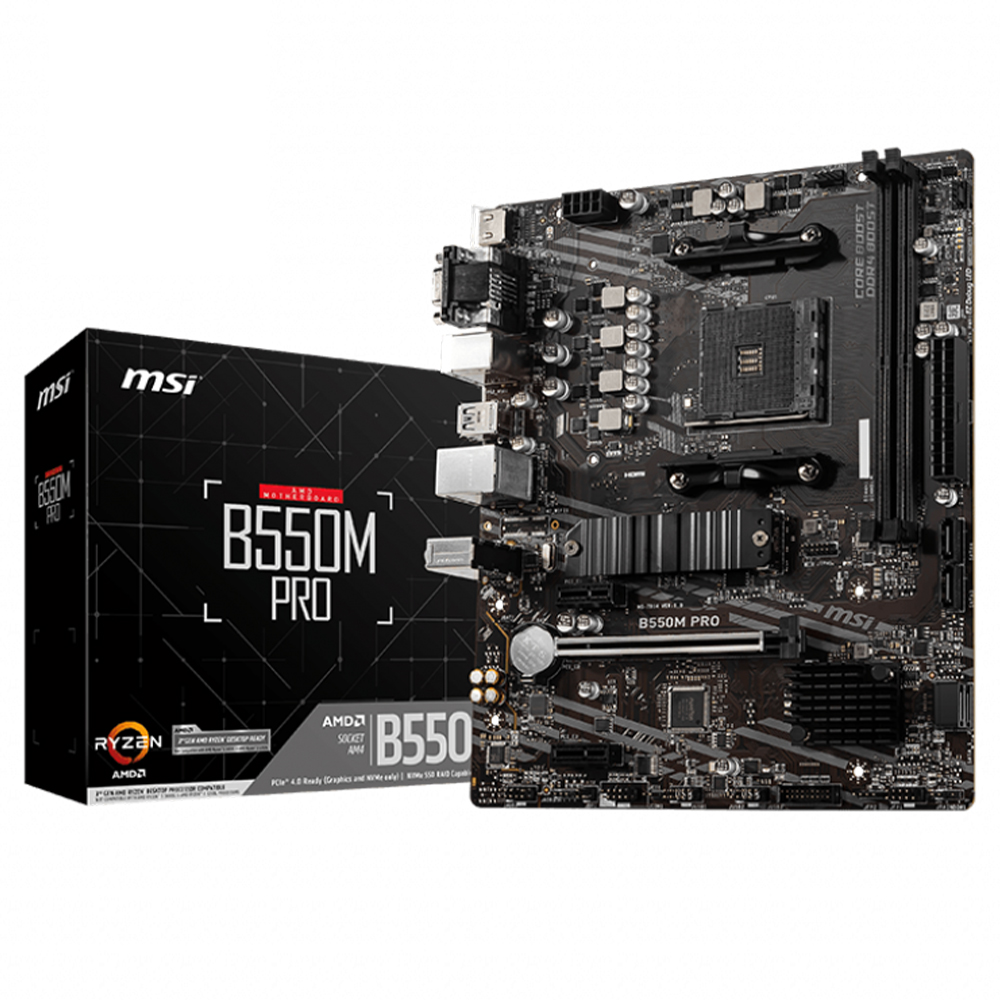 Tarjeta Madre MSI B550M PRO, AM4, AMD RYZEN 3000 SERIES, Micro-ATX