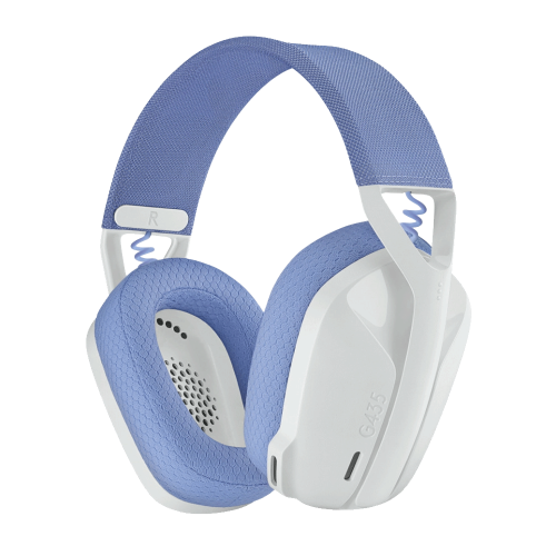 Diadema Gamer Logitech G435, Microfono, Wireless LightSpeed, PS4 - PS5 - PC - MAC, Blanco crudo, Lila - 981-001073/ NAVIDAD