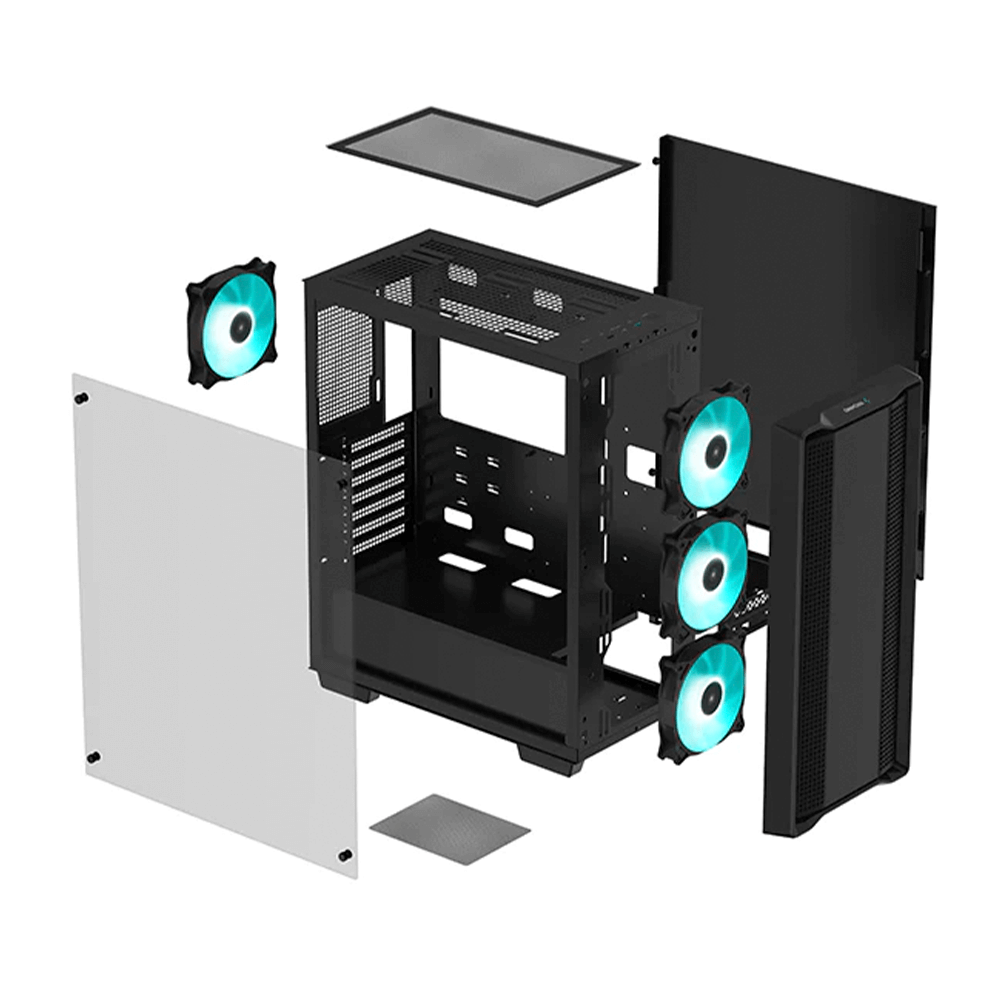 Gabinete Gamer DeepCool CC560 LED, Cristal Templado, Midi-Tower, Mini-ITX/Micro-ATX/ATX, USB 2.0/3.0, Sin Fuente, 4 Ventiladores Instalados, Negro, R-CC560-BKGAA4-G-1 / - Image 5