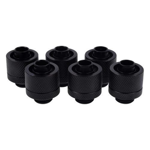 Kit de 6 Fitting de Compresión Astriado Alphacool Eiszapfen G1/4 a 16/10 mm para Tuberia Rigida, Negro, 4250197172349